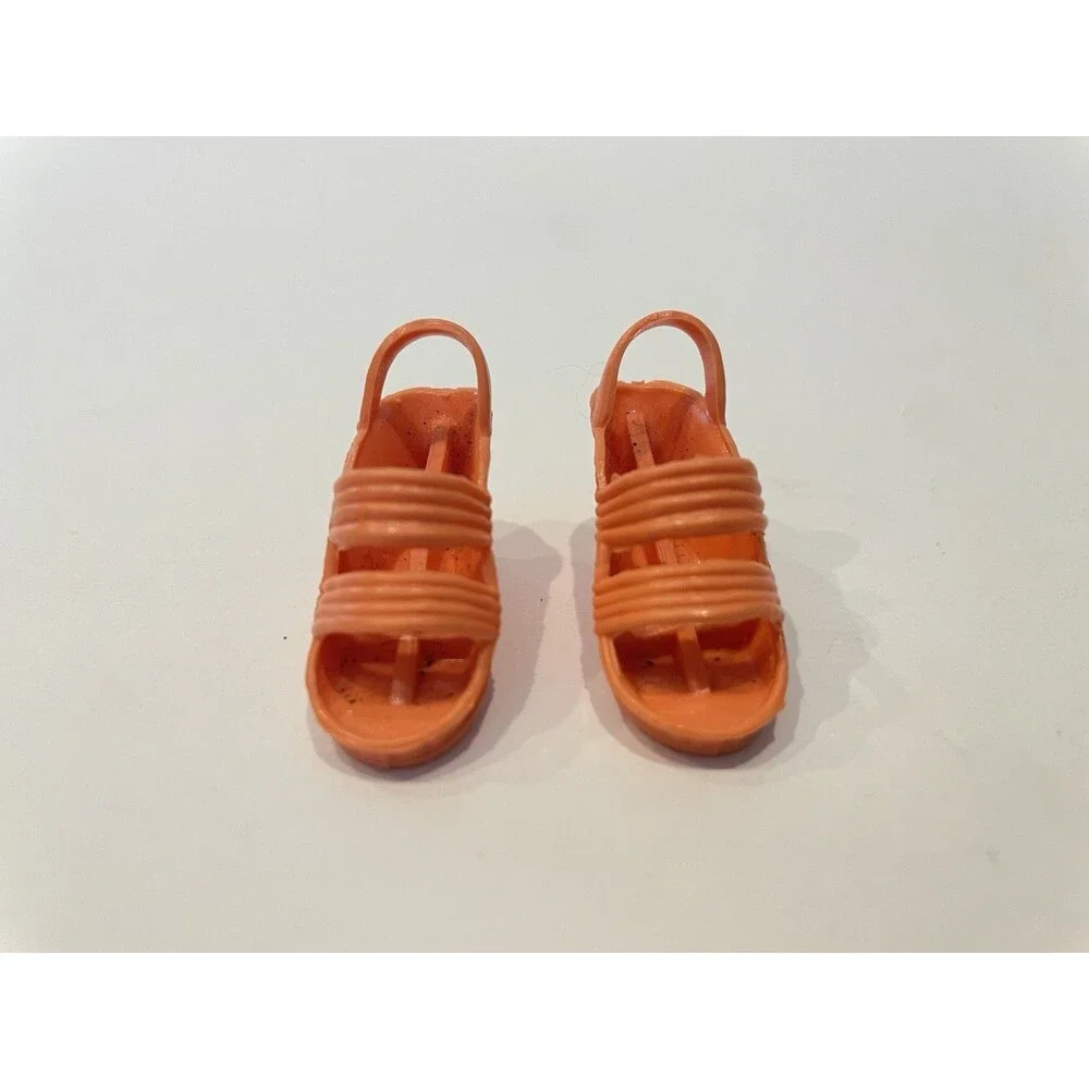 VINTAGE KENNER BIONIC WOMAN ORANGE STRAPPY SANDAL SHOES